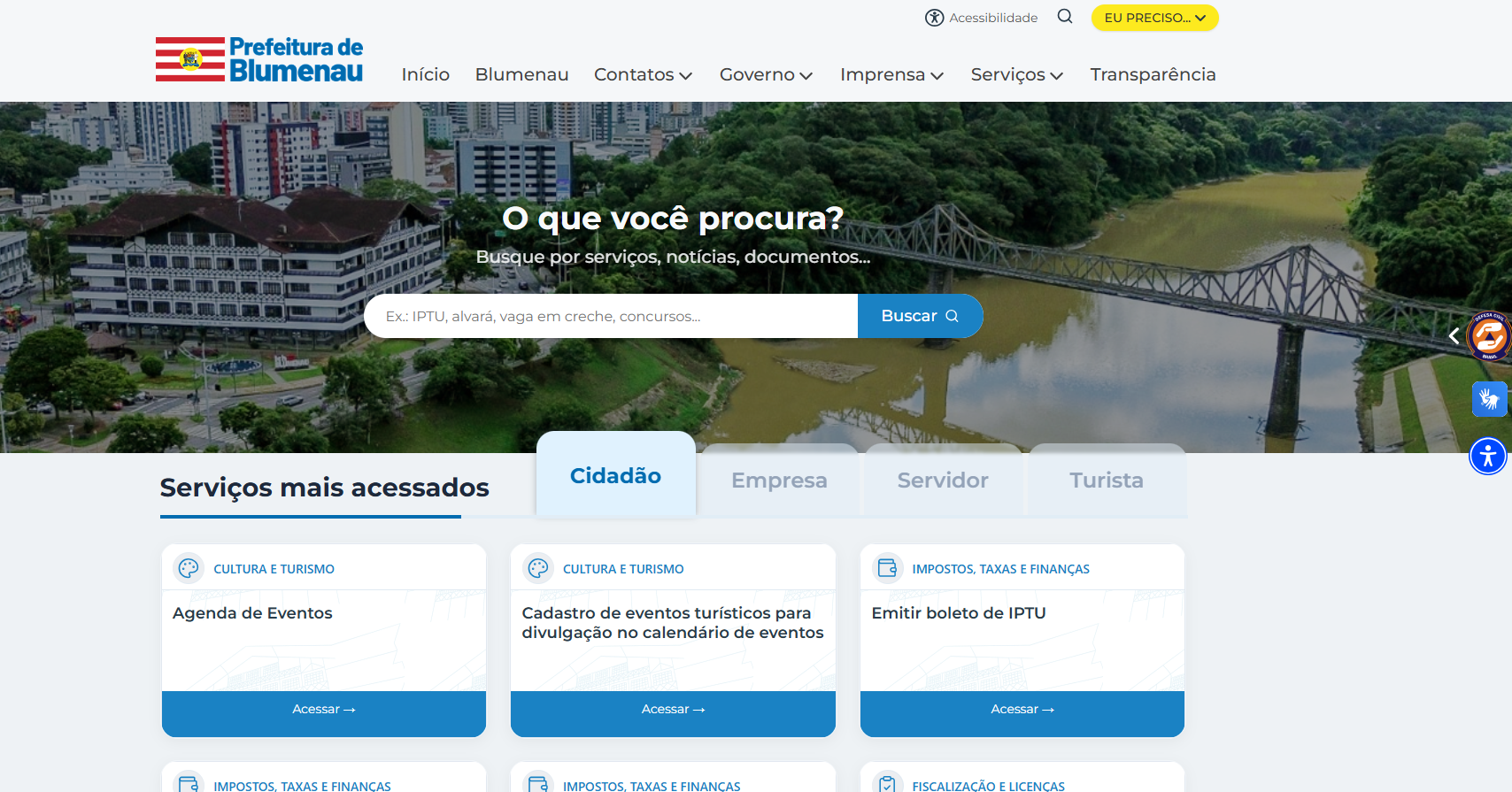 Blumenau ganha novo site institucional, mais rápido e seguro e focado nos serviços