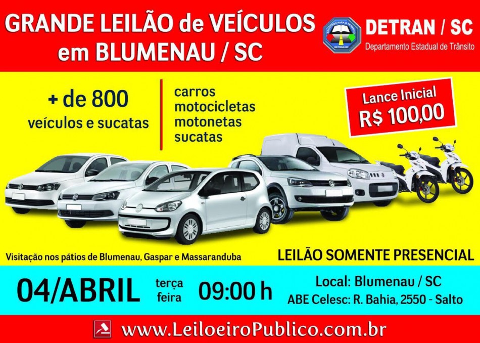 Visitação de veículos e sucatas que vão a leilão inicia nesta quinta-feira
