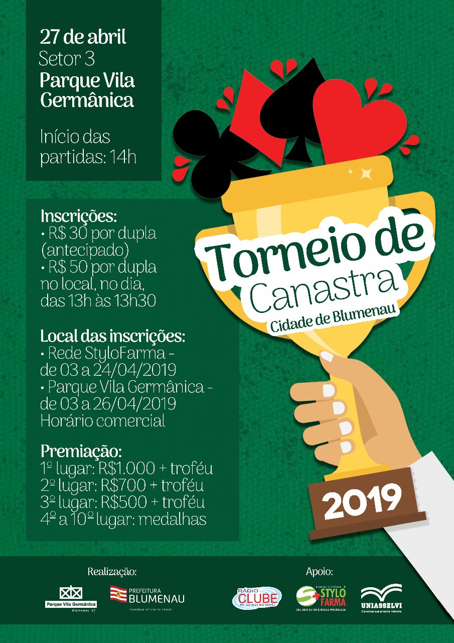 Inscrições abertas para o Torneio de Canastra Cidade de Blumenau