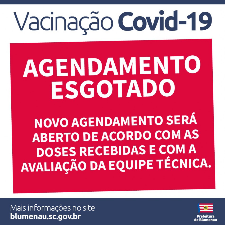 Vagas de vacinação contra a Covid-19 para quinta-feira, dia 8, são preenchidas em Blumenau