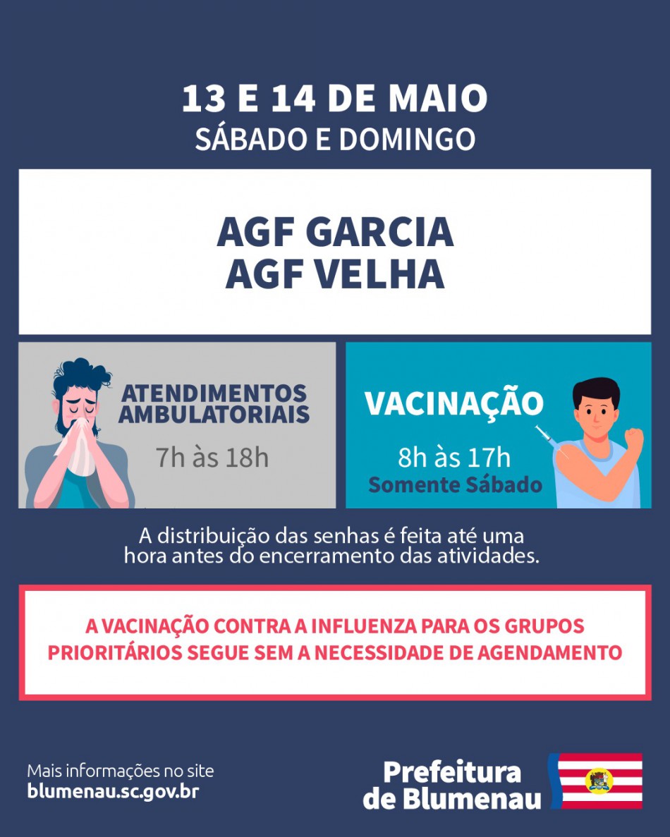 AGFs Garcia e Velha concentram os serviços na rede pública de saúde no fim de semana