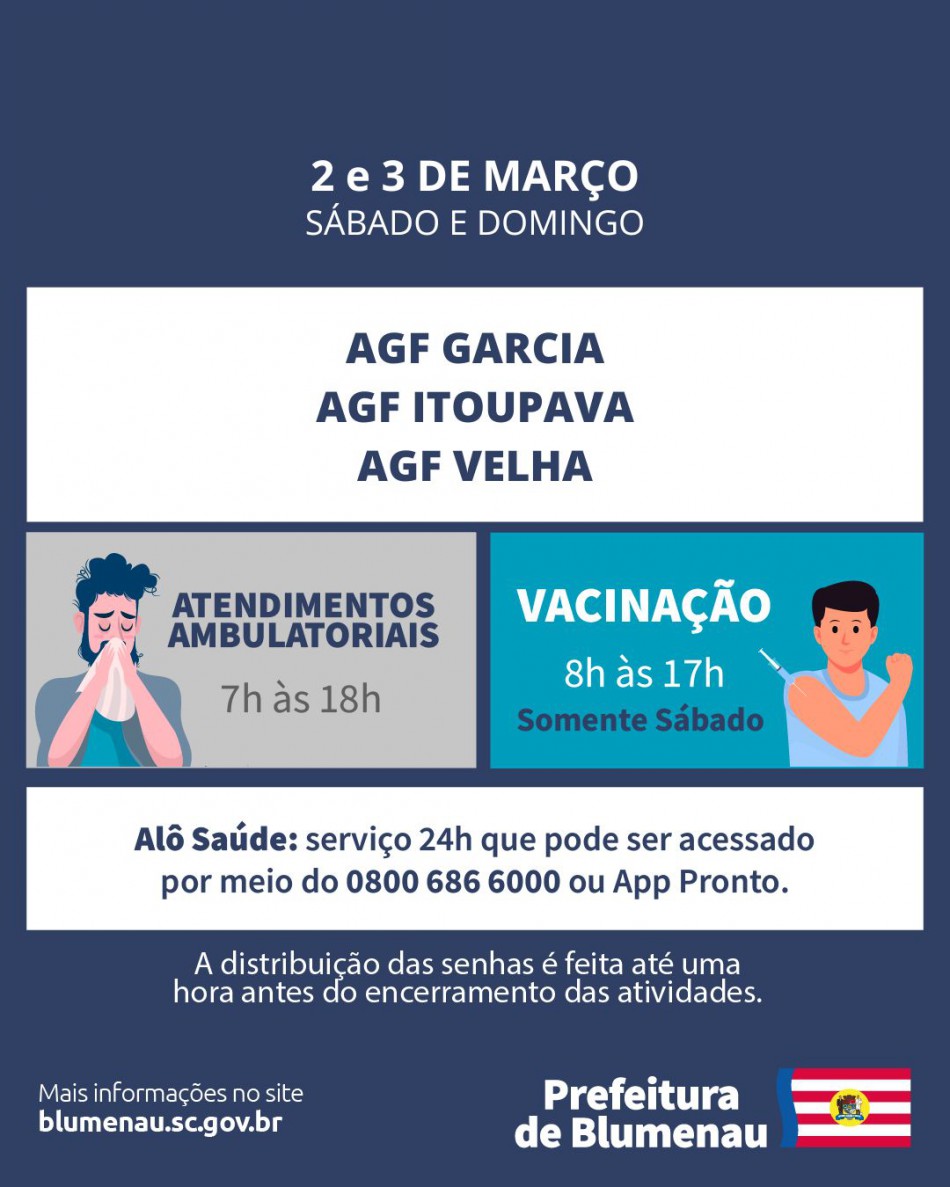 Atendimento ambulatorial segue em três AGFs neste fim de semana