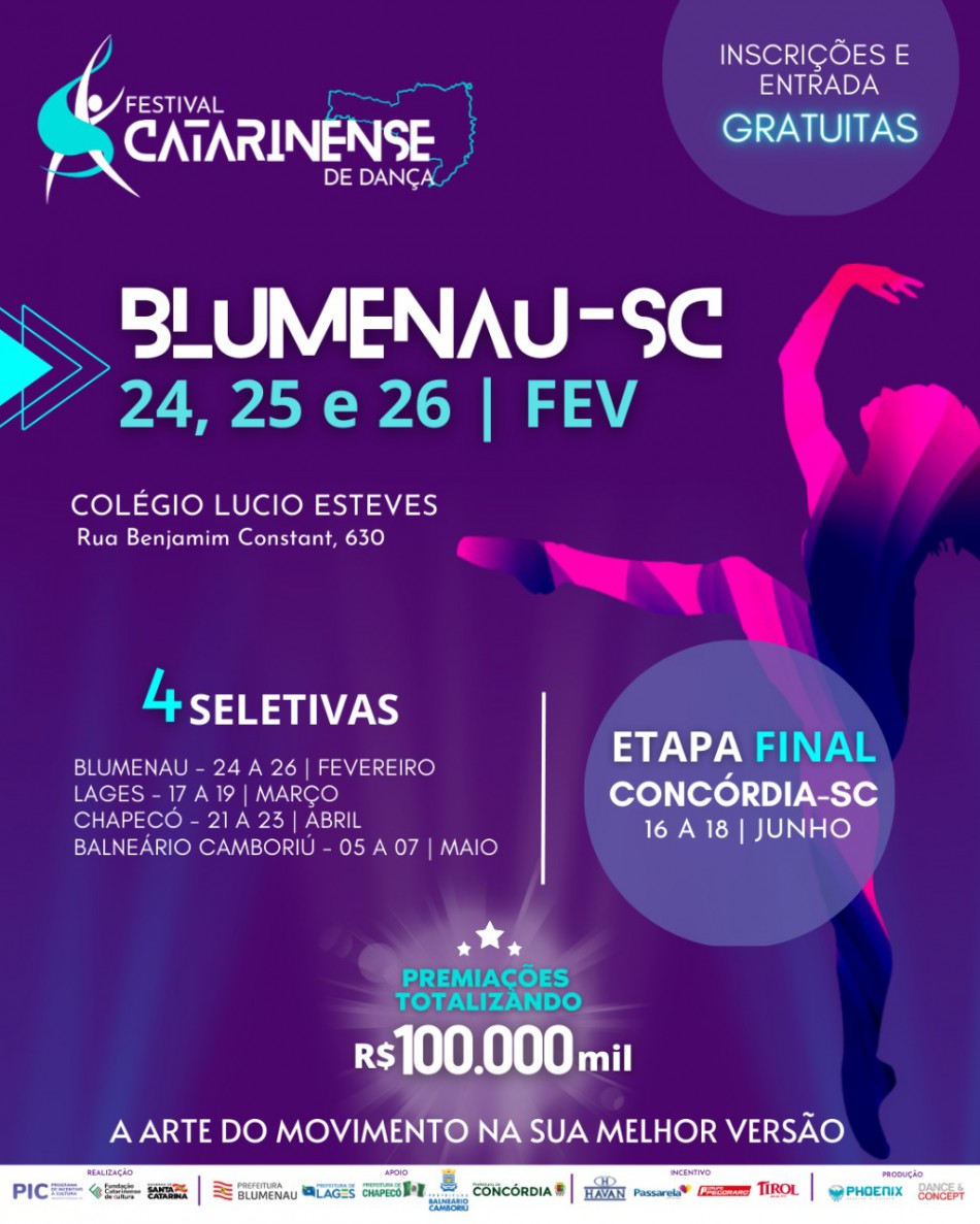 Blumenau sedia classificatória do Festival Catarinense de Dança