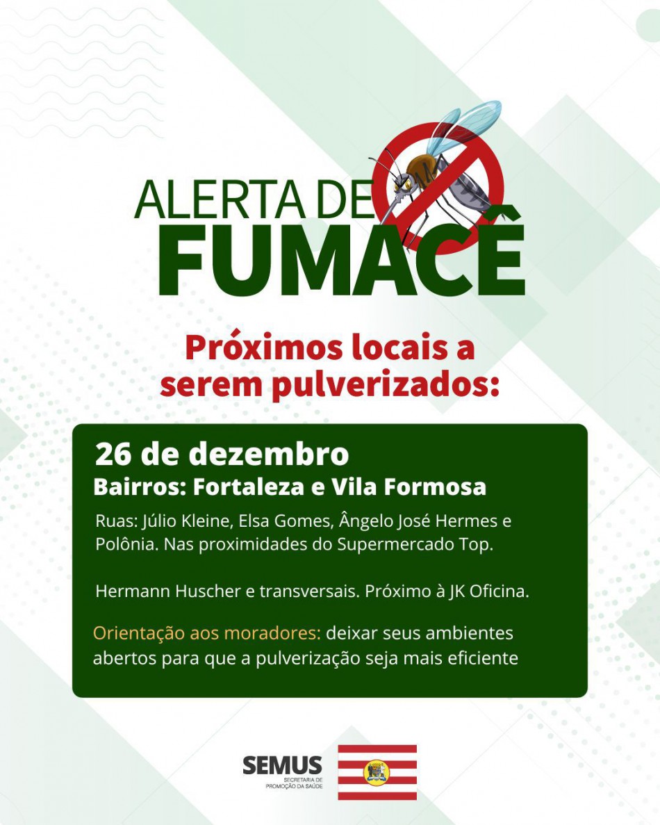 Combate à dengue: alerta de fumacê (26-12)